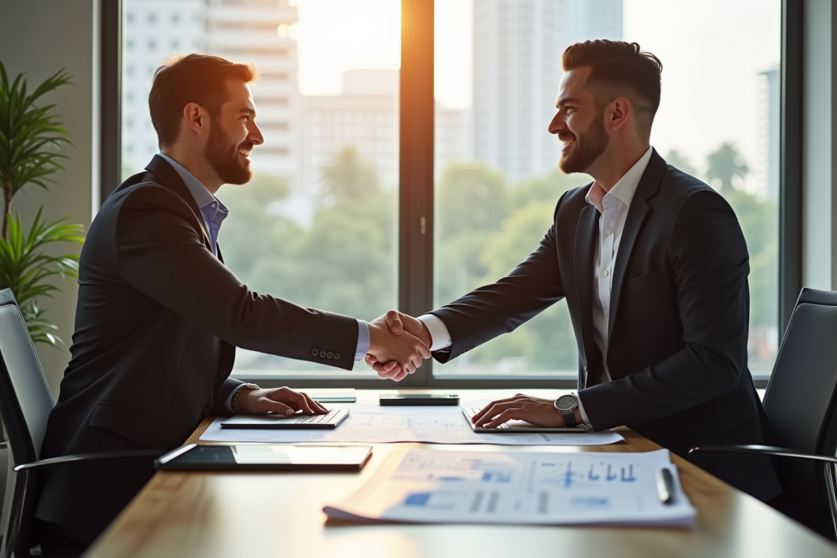 Signature entre un developpeur immobilier et un agent professionnel