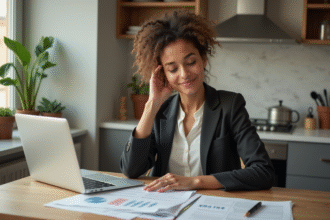 Jeune femme en blazer examine documents de mortgage