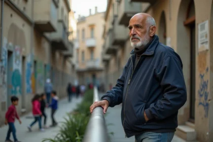 Homme d age moyen dans un quartier urbain de Mille