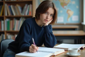 Jeune étudiante en physique quantique en étude universitaire