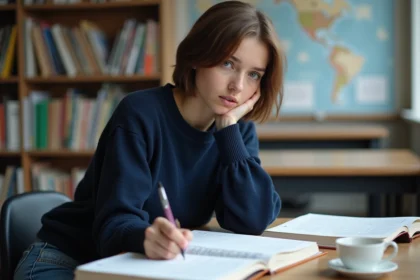 Jeune étudiante en physique quantique en étude universitaire
