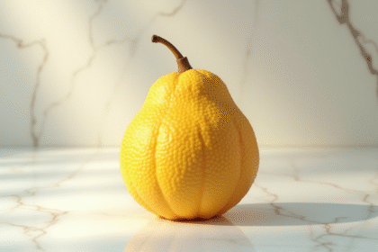Ugli fruit sur surface en marbre blanc lumineux